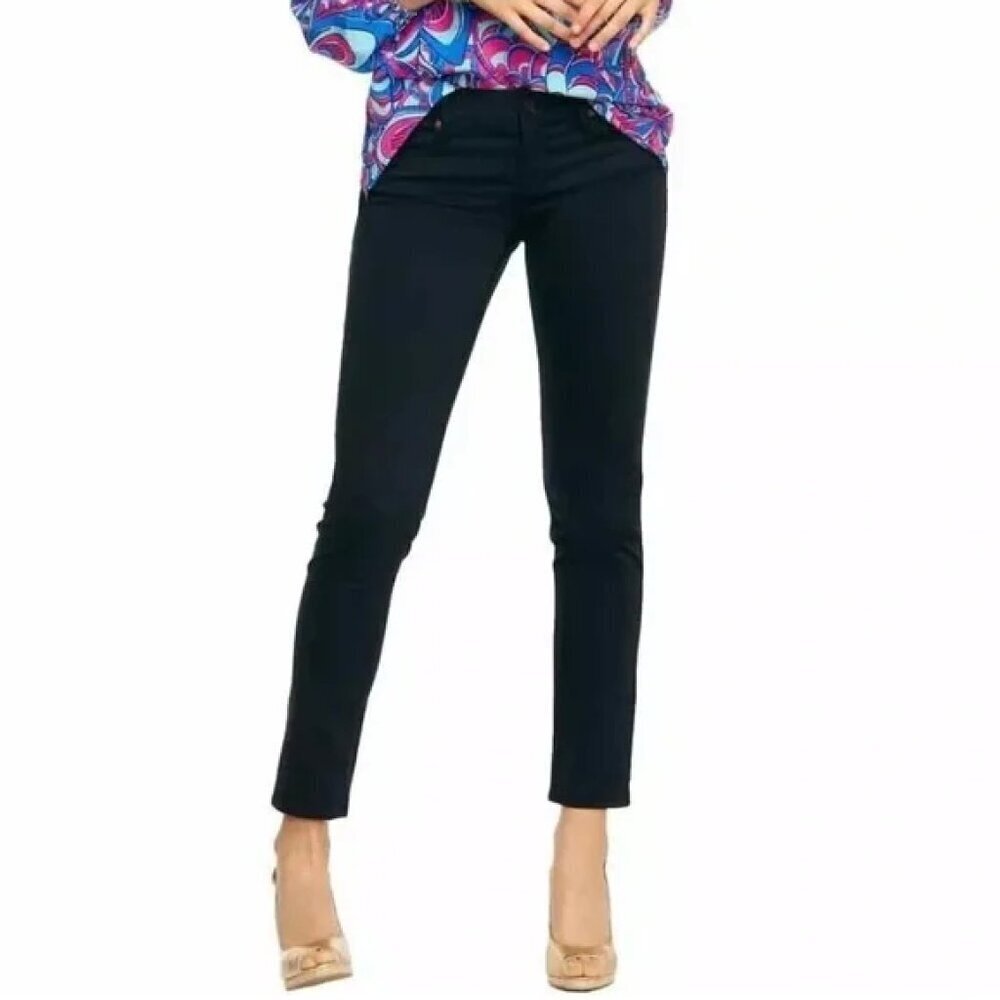 Women's 2 Lilly Pulitzer Worth Skinny Black Pants Low Rise Zipper Fly Skinny